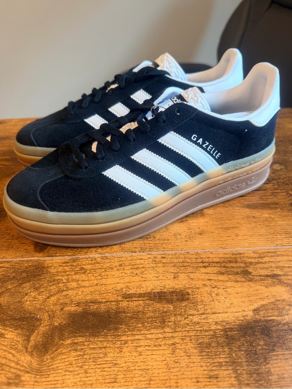 Adidas Gazelle Black Suede Sneakers with White Stripes 8.5W